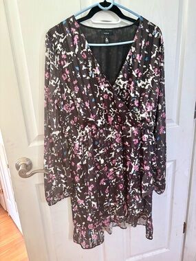 Aqua Floral Print Mini Dress NWT